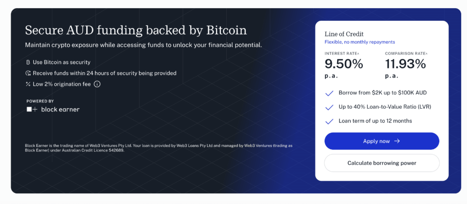 Swyftx crypto backed loan