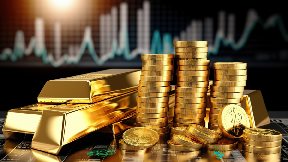 Generative ai on theme of a beautiful gold growth chart for design natural abstract background