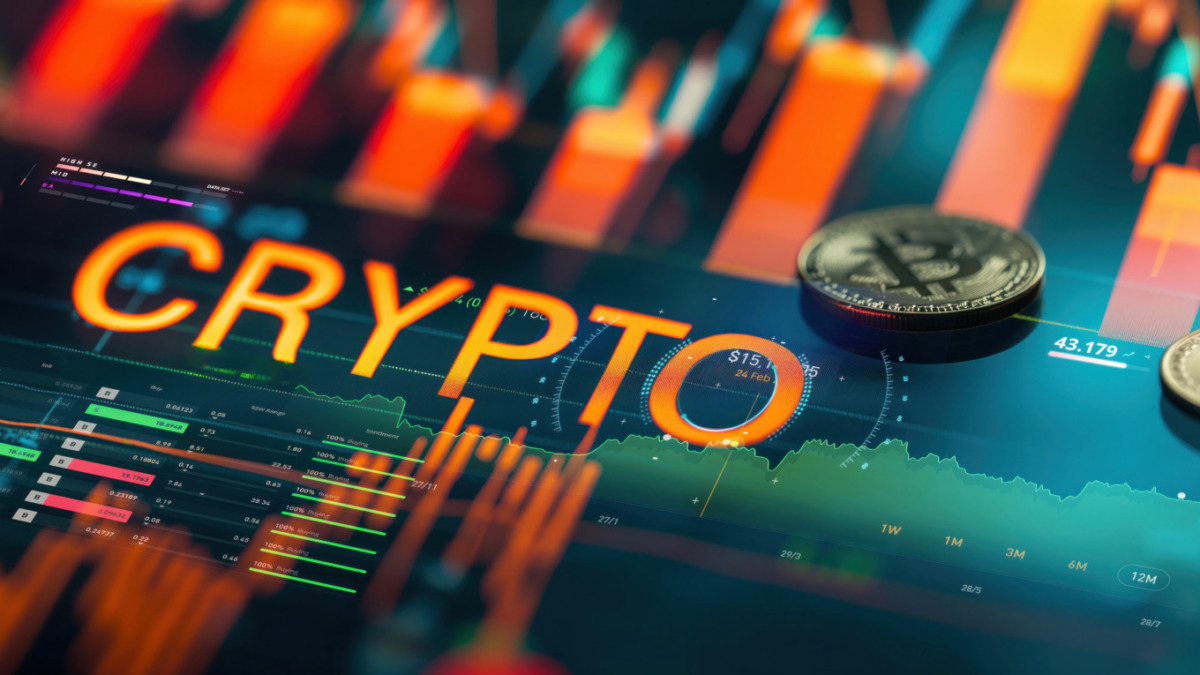 bull market financial freedom by investing in bitcoin or crypto currencies concept with charts and analysis as wide banner design with copyspace area