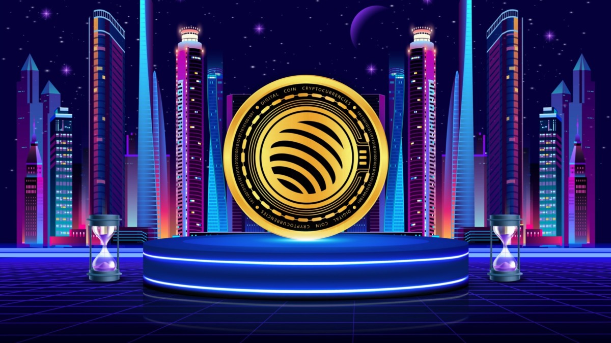 a digital background image of a jupiter-jup virtual currency. 3d drawings.