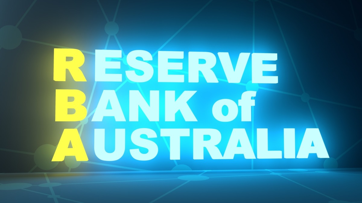 Acronym RBA - Reserve Bank of Australia. 3D rendering. Neon bulb illumination
