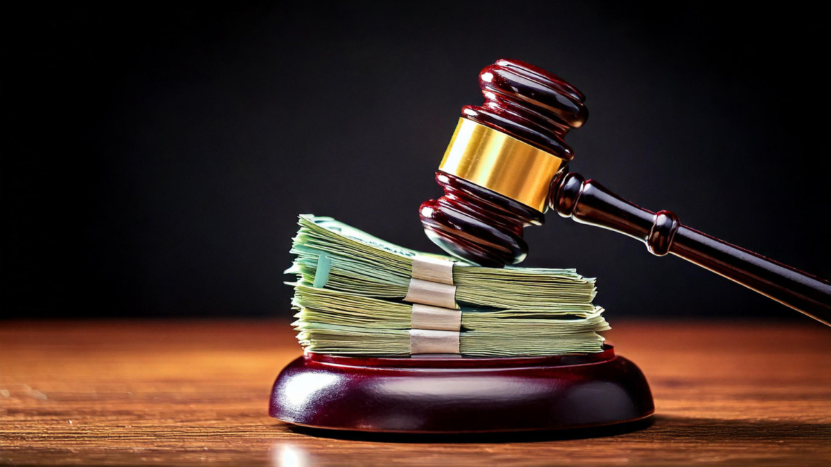 Legal Judgment on Financial Matters: Gavel Striking Money