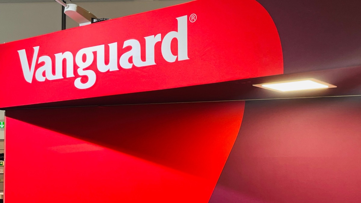sign or lettering of Vanguard, The Vanguard Group is a US financial services provider