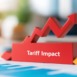 Tariff Impact: A bold visual representation of tariff impact, with a striking red arrow pointing upwards, symbolizing growth or increase in a business-related context.