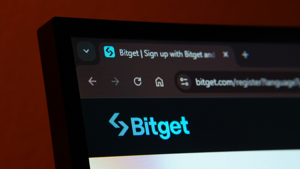 Dhaka, Bangladesh- 02 June 2025: Close-up of a computer screen displaying the Bitget web interface in dark mode