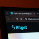 Dhaka, Bangladesh- 02 June 2025: Close-up of a computer screen displaying the Bitget web interface in dark mode