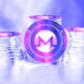 Monero (XMR) digital crypto currency. Stack of coins. Cyber money.