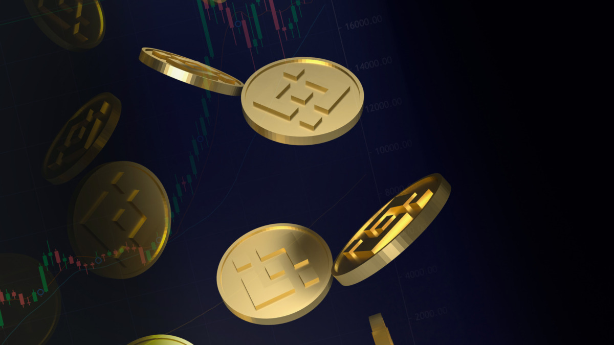 BNB or Coin cryptocurrency Binance for cryptocurrency Business concept 3d rendering, Bangkok ,Thailand, 02-05-2021.