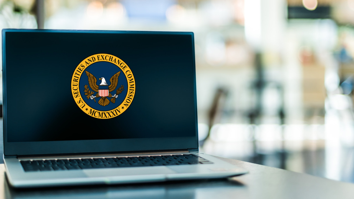 Laptop computer displaying seal of the U.S. Securities and Exchange Commission