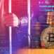 Handcuffed arrested Bitcoin thief in jail, conceptual image