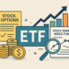 ETF Financial Concept: A visually engaging illustration presenting the concept of Exchange-Traded Funds (ETFs) with a rising stock graph and financial elements.