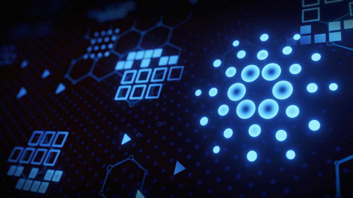 Cardano ADA crypto currency logo. 3D illustration with futuristic scanner effect. Investment concept 3D Rendering