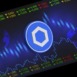 chainlink-link virtual currency image in the digital background. 3d illustrations.