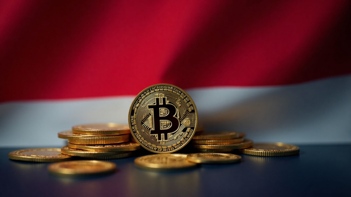 bitcoins on indonesian background