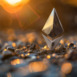 Ethereum cryptocurrency coin. Second-generation cryptocurrencies, digital currency in the blockchain concept technology AI