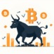 Bull market rally bitcoin symbolism digital finance graphic design abstract view