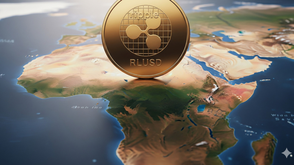 RLUSD coin on an african map