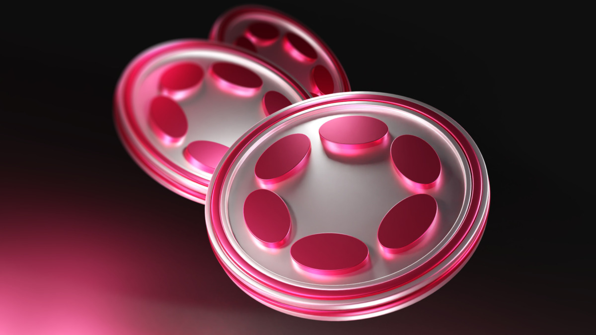 Polkadot logo and coins