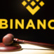 Binance and court session. Judicial hammer on the background of the logo.