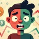 Character with a split face showing fear and greed in crypto