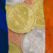 Mining in France. Bitcoins on the background of the France flag. Concept for investors in cryptocurrency and Blockchain technology in France
