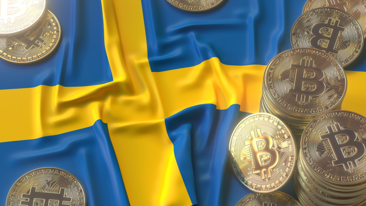 Flag and bitcoin coins or tokens