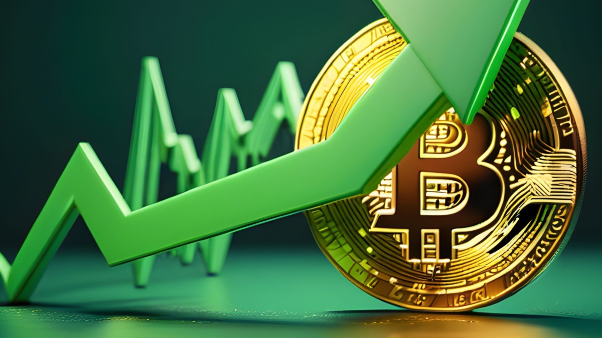 Bitcoin price going up chart with arrow