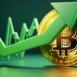 Bitcoin price going up chart with arrow