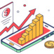 Isometric Financial Growth Illustration Mobile Chart with Dollar Coins Showing Profit Increase