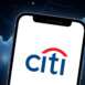 Citigroup stock market vector illustration, with iPhone splash screen. Neutral blue.