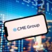 CME Group company logo displayed on mobile phone screen