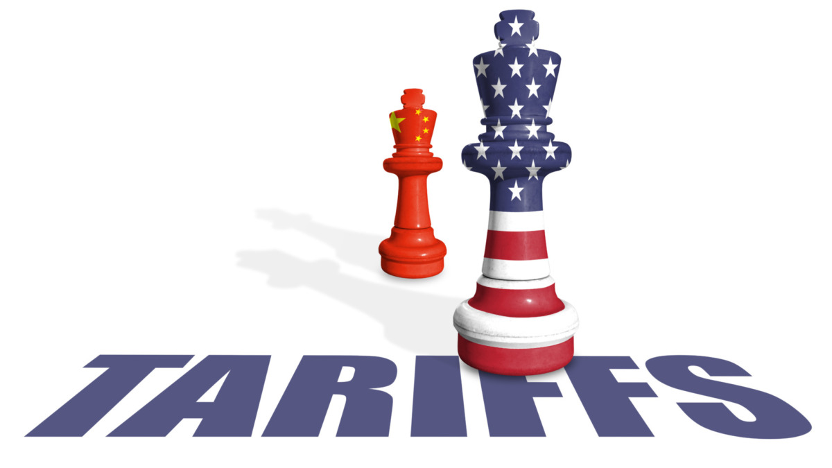 Chess made from China and US flags. China and USA tariffs, trade war