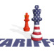 Chess made from China and US flags. China and USA tariffs, trade war