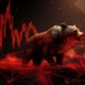 Bear bearish divergence in stock market and crypto currency trading, Bear with red graph background. Generative Ai