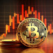 Bitcoin coin and market with a chart