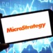 MicroStrategy company logo displayed on mobile phone