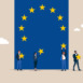 Introduction in European Union or EU Exit. European Commission. Flat vector illustration