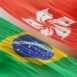 Abstract Brazil Flag, next to Hong-Kong Flag 3D Render(3D Artwork)