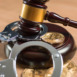 Bitcoin regulation. BTC cryptocurrency coin and judge gavel on a desk. Banned currency or law enforcement concept.
