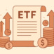 Financial growth with etf document and rising arrow symbols in flat design