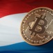 Bitcoin coin with flag of Luxembourg.