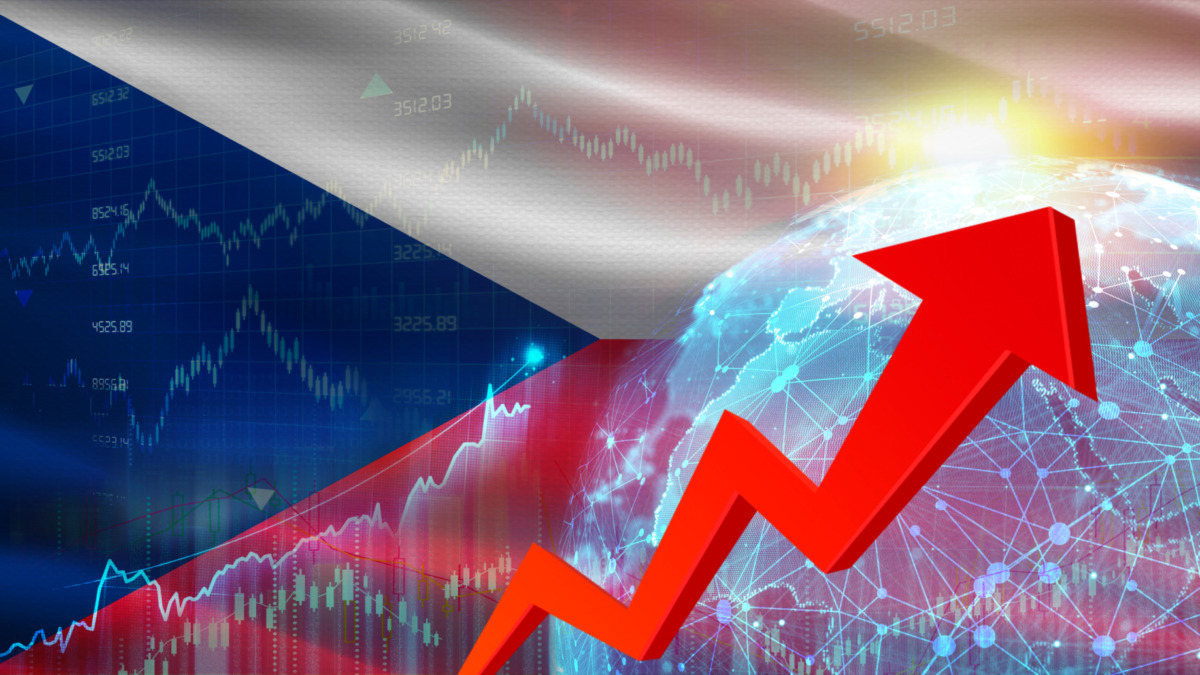 Global financial growth with Czech Republic flag. Financial growth with Czech flag on economic background