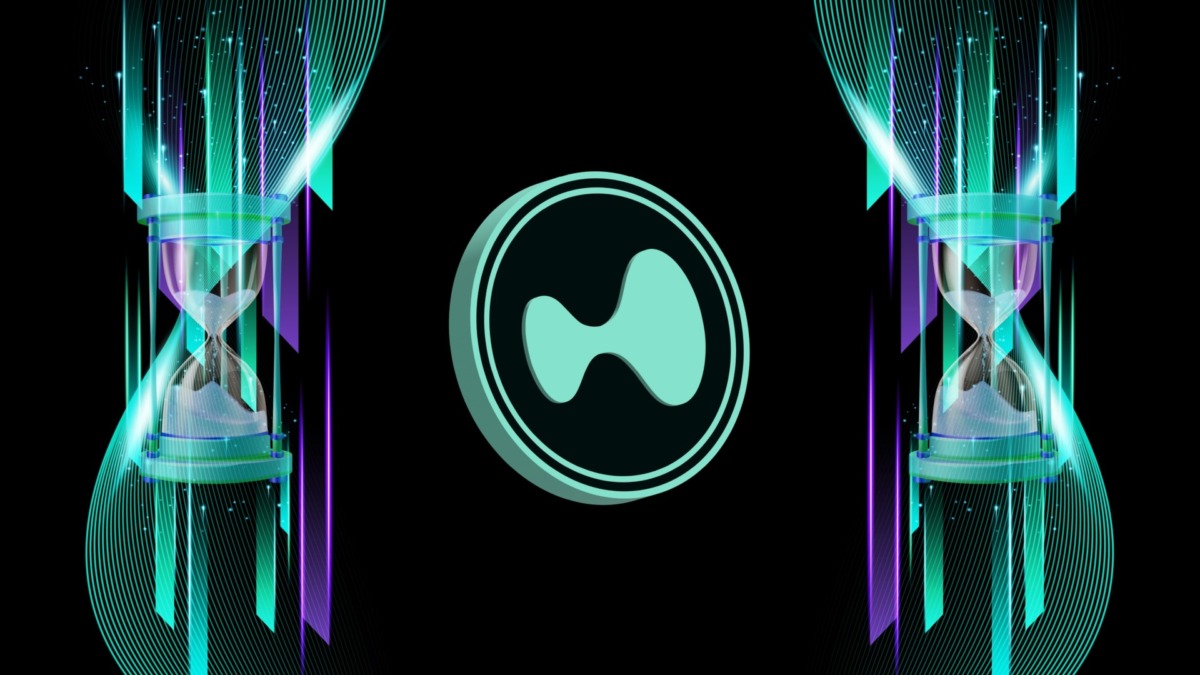 hyperliquid-hyper cryptocurrency illustrations on abstract background. 3d illustrations.