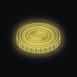 Glowing neon zcash cryptocurrency coin rotating on black background, digital currency, futuristic money, online payment concept