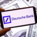 Deutsche Bank company logo displayed on mobile phone