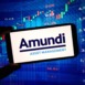 Amundi company logo displayed on mobile phone