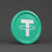 3d rendering of a round coin with the logo of the cryptocurrency Tether (USDT) on a black background - Business concept.