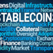 Stablecoins Word Cloud on Blue Background