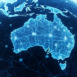 Digital globe showcasing Australia's interconnected network, representing global connectivity and digital infrastructure, ideal for technology or real estate concepts