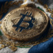 bitcoin coin lying on el salvador flag